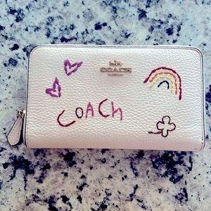 Medium Id Zip Wallet With Diary Embroidery